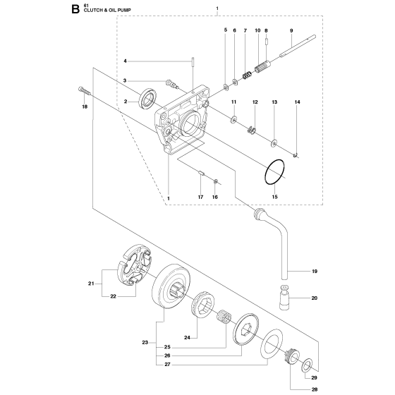 Clutch & Oil Pump Assembly For Husqvarna 61 Chainsaw 