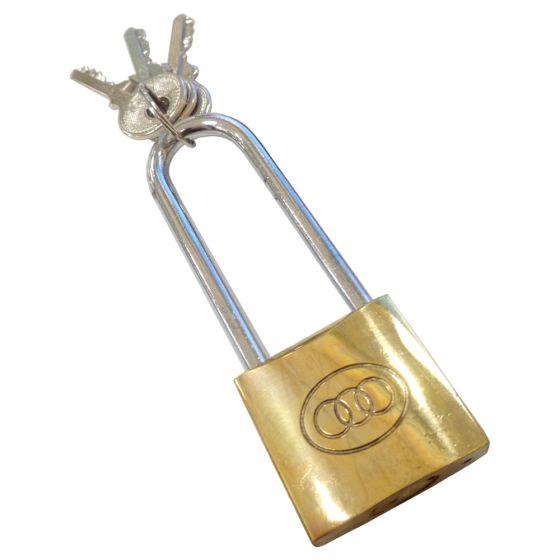 Tri-Circle Padlock w/ Chrome Shackle, Various Sizes - Brass Finish