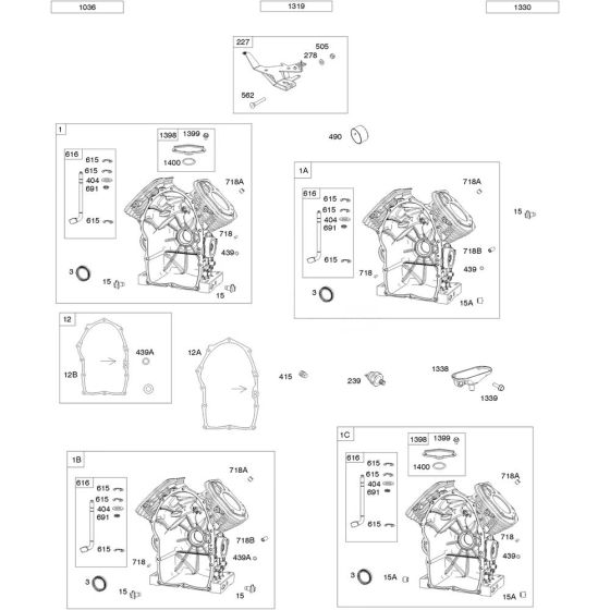 Cylinder Assembly for Briggs and Stratton Model No.613477-0039-J1 Horizontal Shaft Engine