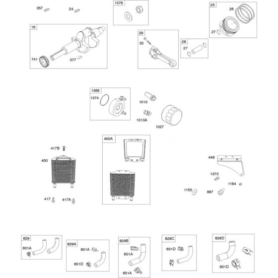 Crankshaft, Cylinder and Piston Assembly for Briggs and Stratton Model No.613477-0039-J1 Horizontal Shaft Engine