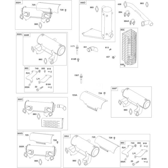 Muffler Assembly for Briggs and Stratton Model No.613477-3076-J1 Horizontal Shaft Engine