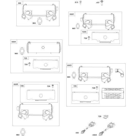 Exhaust System Assembly for Briggs and Stratton Model No.61E377-0009-J1 Horizontal Shaft Engine