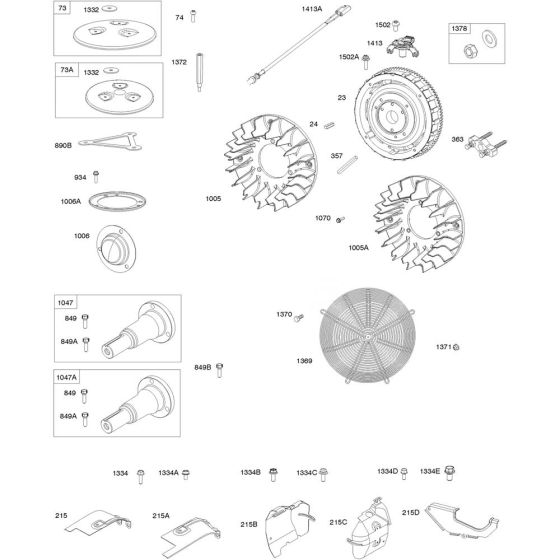 Flywheel Assembly for Briggs and Stratton Model No.61E377-0009-J1 Horizontal Shaft Engine