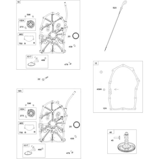 Crankcase Cover Assembly for Briggs and Stratton Model No.61E477-0007-J1 Horizontal Shaft Engine