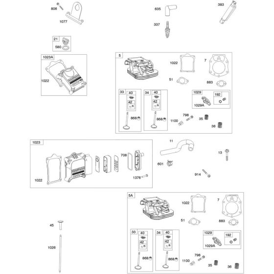 Cylinder Head Assembly for Briggs and Stratton Model No.61E477-0007-J1 Horizontal Shaft Engine