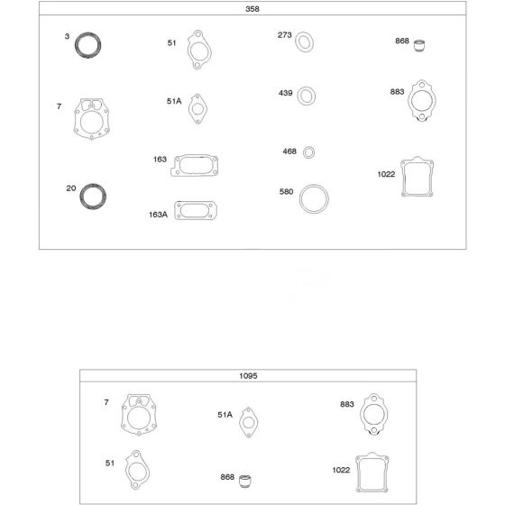 Engine Gasket Assembly for Briggs and Stratton Model No.61E477-0006-J1 Horizontal Shaft Engine