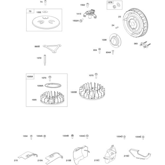 Flywheel Assembly for Briggs and Stratton Model No.61E477-0006-J1 Horizontal Shaft Engine