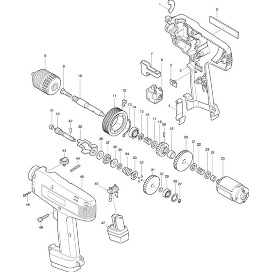 Main Assembly for Makita 6200D 9.6V 3/8" Drill Driver