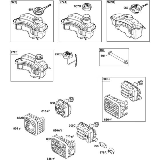 Exhaust System Assembly for Briggs and Stratton Model No. 93J02-0032-F1 Vertical Shaft Engine