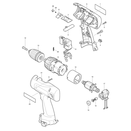 Complete Assembly for Makita 6317D Cordless Drill