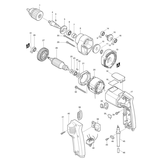 Complete Assembly for Makita 6402 3/8" Screwdriver