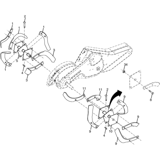 Tine Assembly for Husqvarna 650 RTT Cultivator/Tiller