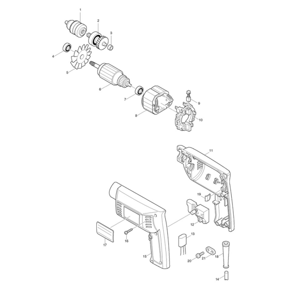 Complete Assembly for Makita 6501 6.5mm High Speed Rotary Drill