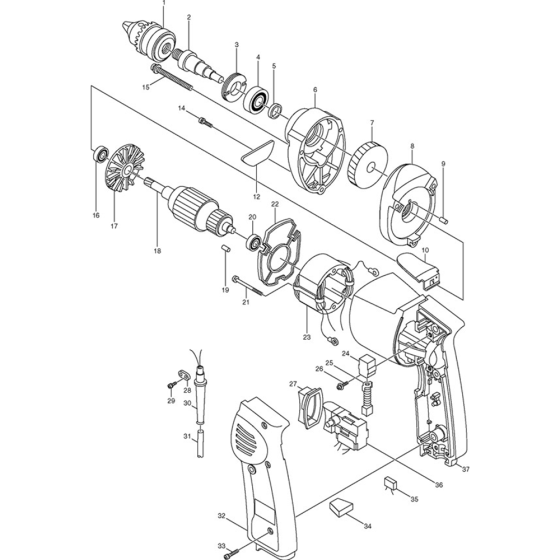 Main Assembly for Makita 6510PB 10mm Rotary Drill