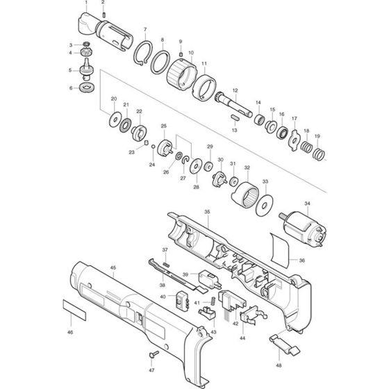 Main Assembly for Makita 6706D 9.6V Angle Grinder Drill