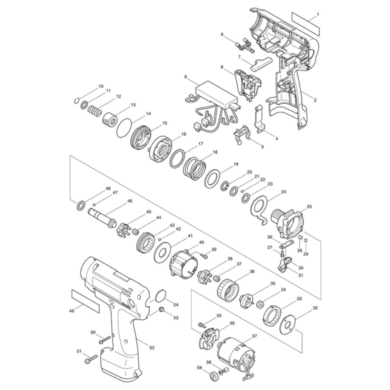 Complete Assembly for Makita 6797FD 9.6V Screwdriver