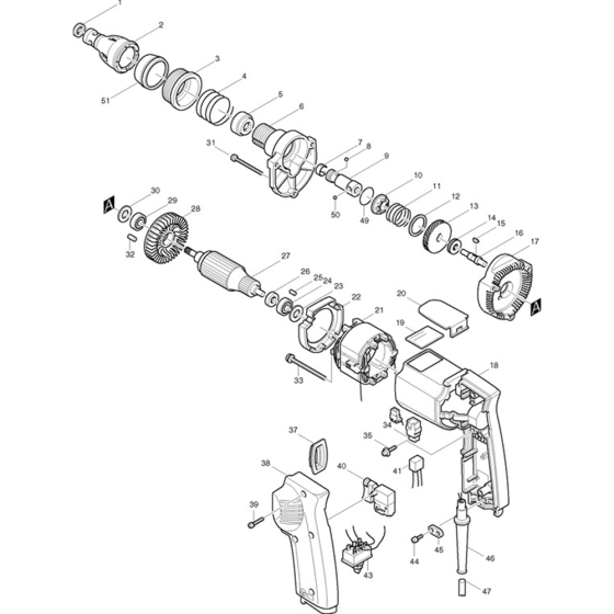 Main Assembly for Makita 6820V Drywall Corded Screwgun