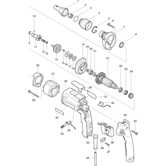 Main Assembly for Makita 6825 Drywall Corded Screwgun