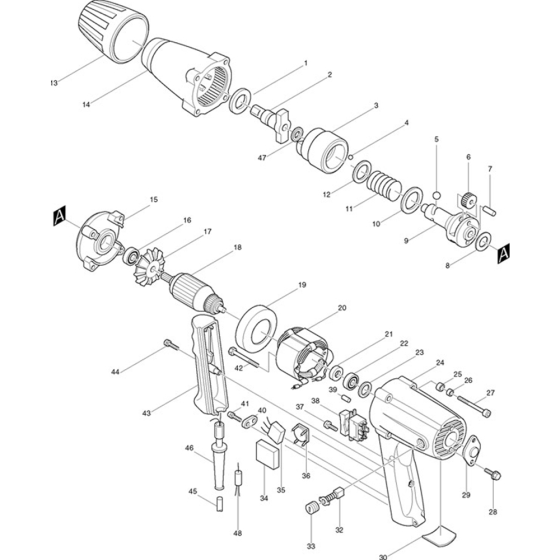 Main Assembly for Makita 6905B Impact Wrench