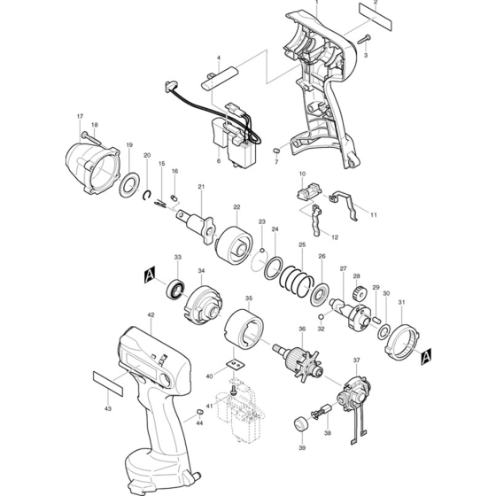 Main Assembly for Makita 6934FD Impact Wrench