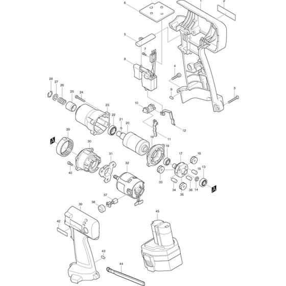 Main Assembly for Makita 6960D Impact Drivers