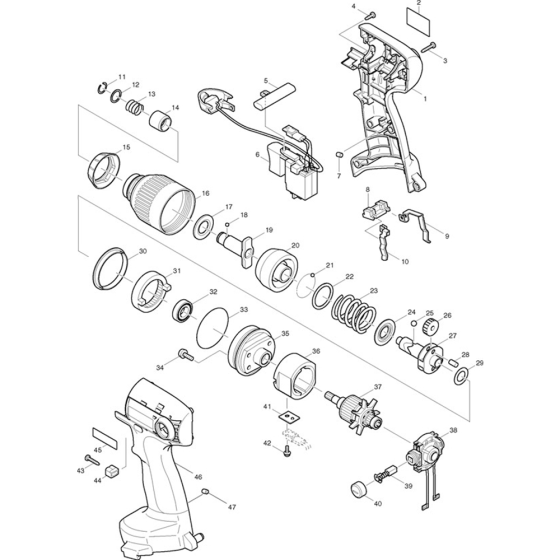 Main Assembly for Makita 6980FD Impact Drivers