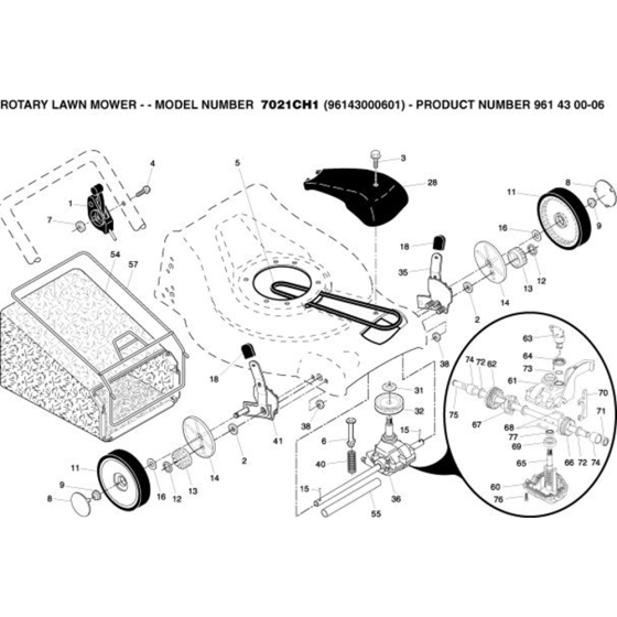 Repair Parts-1 for Husqvarna 7021 CH1 Lawn Mowers