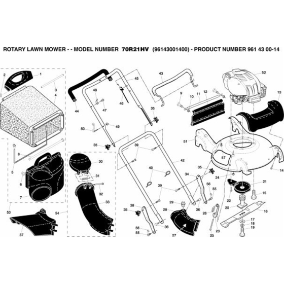 Repair Parts  for Husqvarna 70R21 HV Lawn Mowers