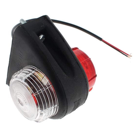 Lamp - 12v Red/White Outline Rubber Side Marker (BRITAX 428.104) Bk