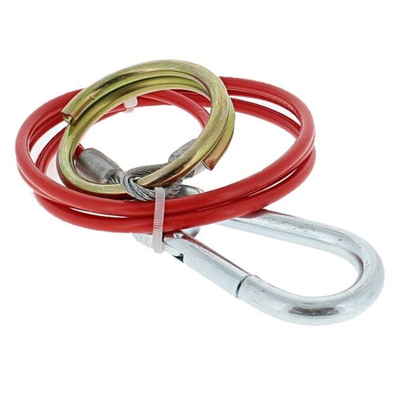 3mm x 1 Metre Breakaway Cable covered in Red PVC fits Braked trailers