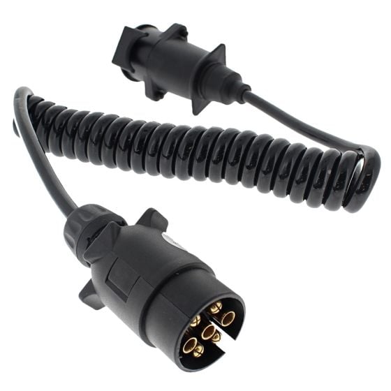 1.5M Curly Extension Lead 7 pin plug to socket Supply lighting to trailers.