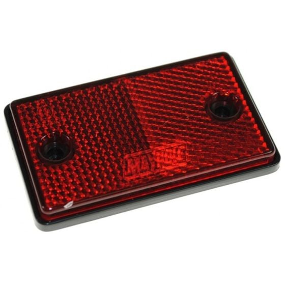 Red  Self Adhesive Reflector - c/w 54mm Centres Mounting Holes 75mm x 46mm