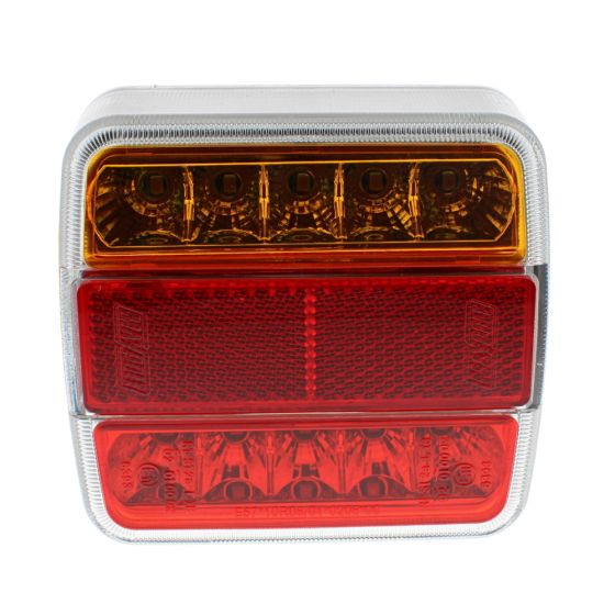 12v LED Rear Square Combi Lamp - Stop/Tail/Ind/No Plate Light -150mm Cable