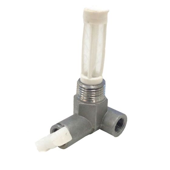 Metal / Plastic Fuel Tap with Filter - 1/2" BSPT Male, 1/2" UNF Female