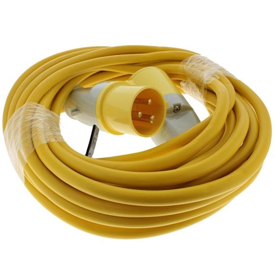 10M Extension Lead - 16A 2.5mm Cable - VDE approved Yellow indicating 110V