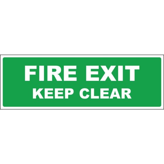 Fire Exit Keep Clear Sign Self Adhesive 400x150mm