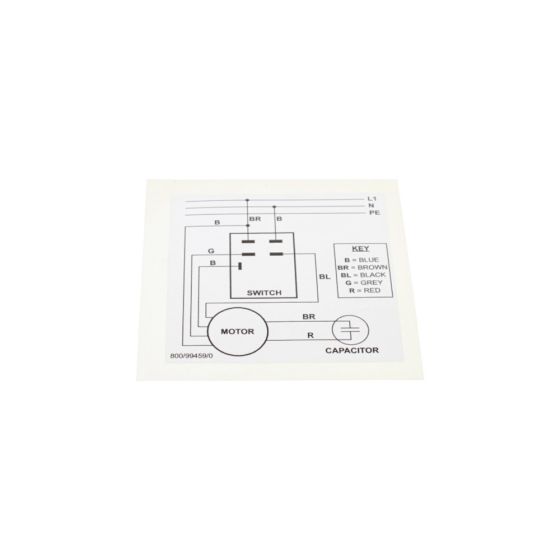 Wiring Decal / Label for Belle Minimix 150 Cement Mixer - 800/99459