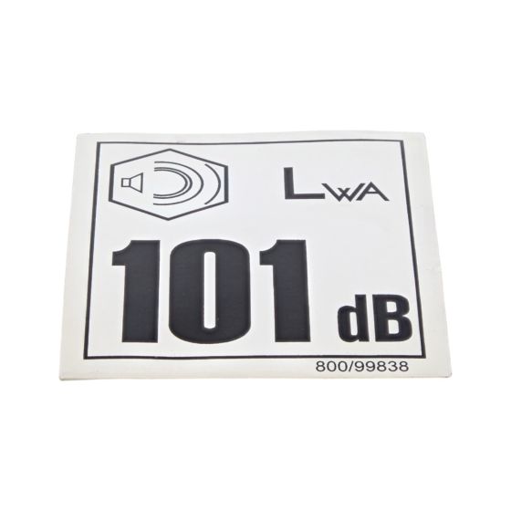 Decal Niose 101 Db (A) for Belle Major 20-140X, Midi 20-140 Power Packs - 800/99838