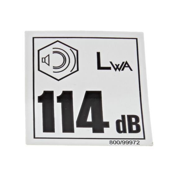 Decal Noise 114 Db (A) for Belle Duo 350X Floor Saw - OEM No. 800/99972