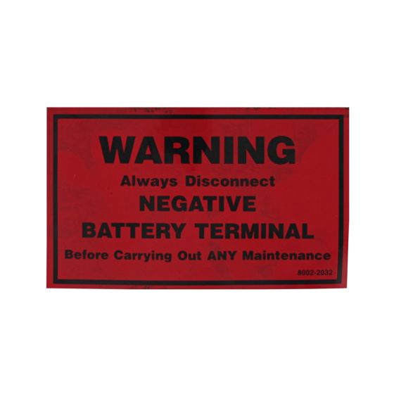 Negative Battery Decal for Terex MBR71 / 1-71 Rollers - OEM No. 8002 2032