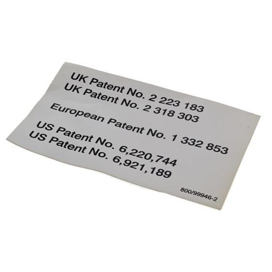 Decal Patent for Belle Minimix 150 Cement Mixer - OEM No. 800/99946