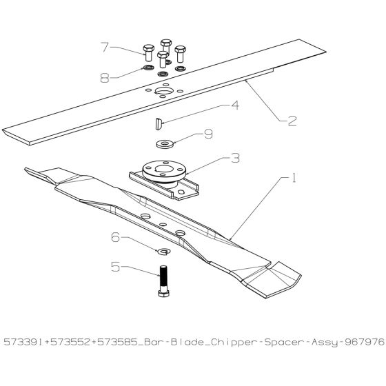 540mm Bar Blade & Chipper Assembly