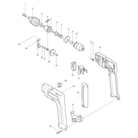 Complete Assembly for Makita 8400D 9.6V Cordless Hammer Drill