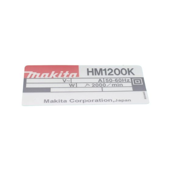 Name Plate for Makita HMJ1200K Demolition Hammer - OEM No. 855544-3