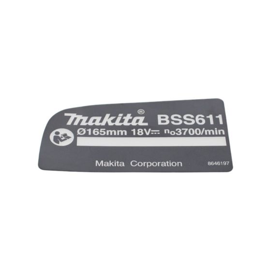 Name Plate for Makita BSS611 Circular Saw - OEM No. 864619-7