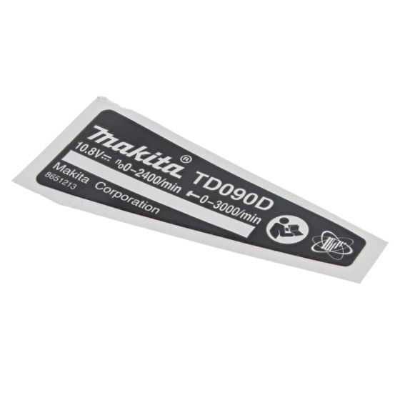 Name Plate for Makita TD090D 10.8V Cordless Impact Drivers - 865121-3