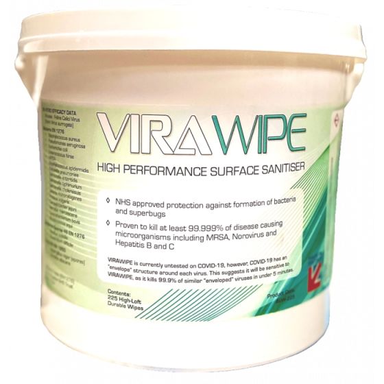 Tub of 225 Virawipes to Cleanse Surfaces