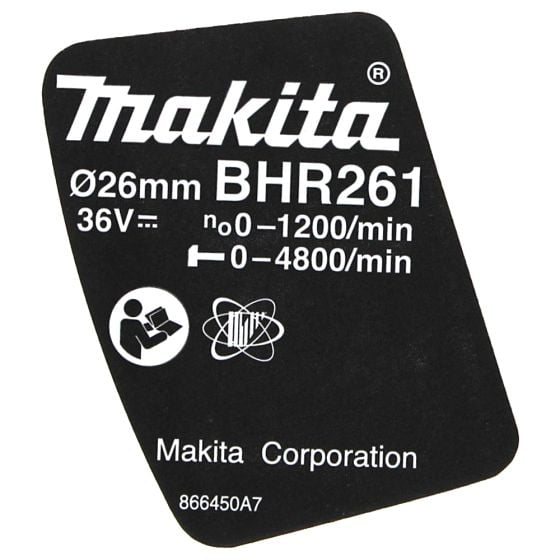 Name Plate for Makita BHR261 Hammer Drill - 866450-7