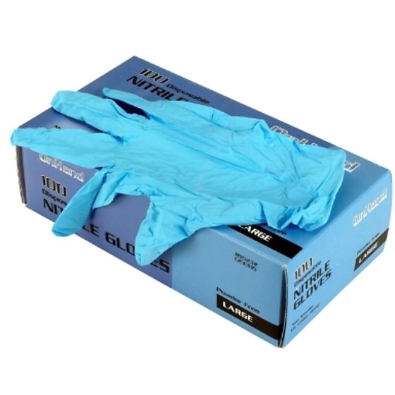 Blue Nitrile  Disposable Gloves, Powder & Latex Free - Size: Medium (100 Pack)