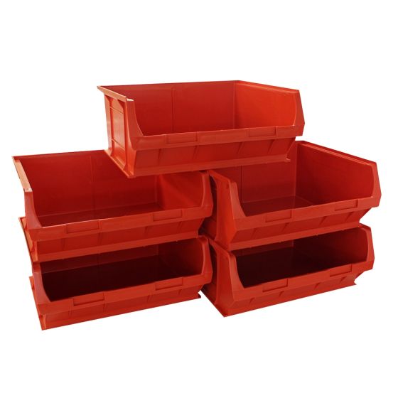 Size 6 Red Storage Bins -  5 Pack (420x182x375mm)